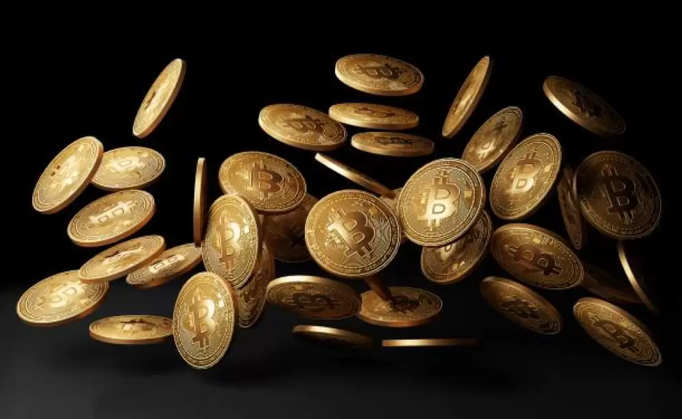 bitcoins-dorados-caen-fondo-negro-representacion-3d_43151-133